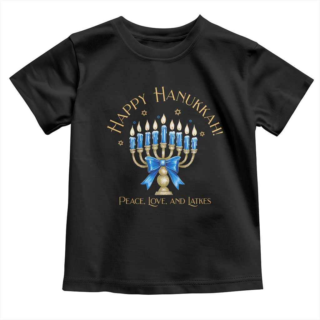 Happy Hanukkah Toddler T Shirt Jewish Menorah Coquette Bow