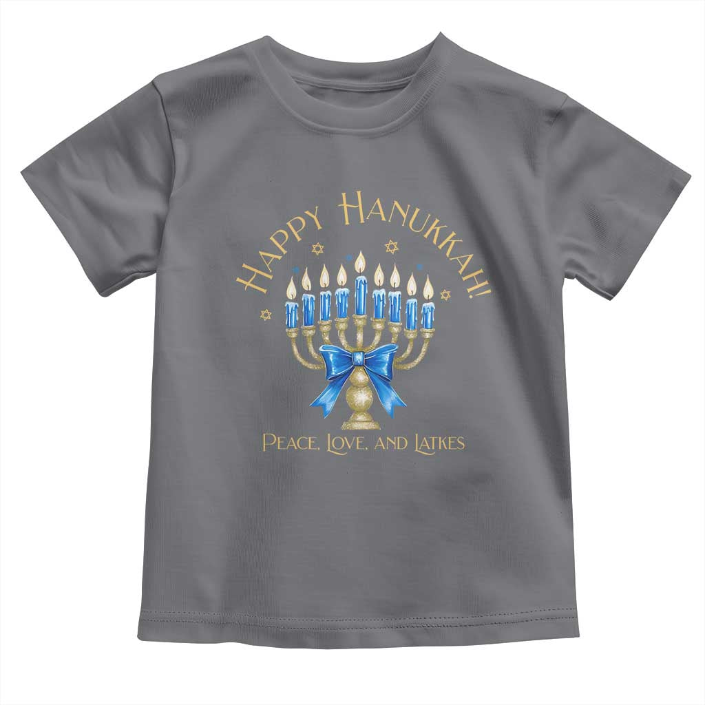 Happy Hanukkah Toddler T Shirt Jewish Menorah Coquette Bow
