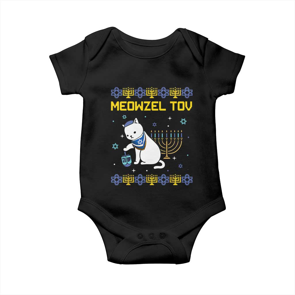 Happy Hanukkah Baby Onesie Menorah Meowzel Tov Ugly Hanukkah