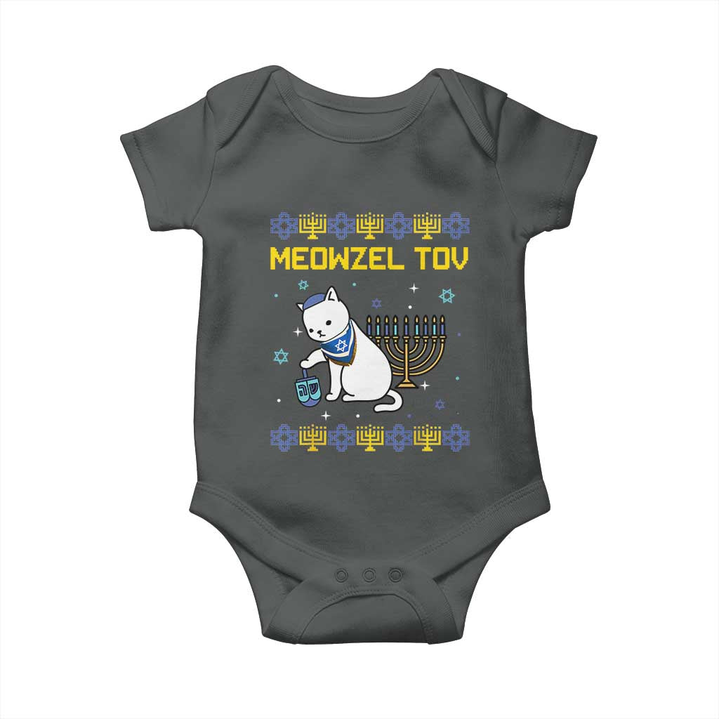 Happy Hanukkah Baby Onesie Menorah Meowzel Tov Ugly Hanukkah
