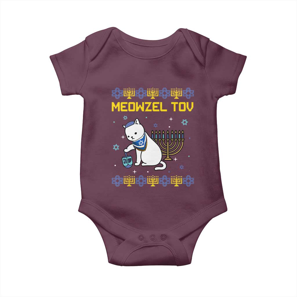 Happy Hanukkah Baby Onesie Menorah Meowzel Tov Ugly Hanukkah