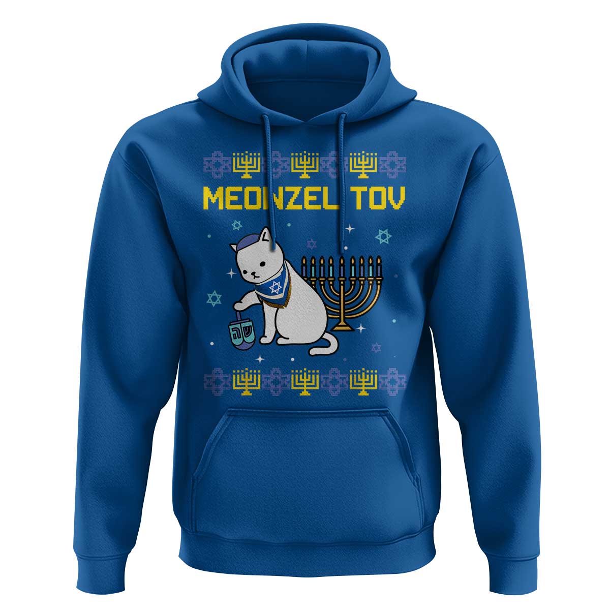 Happy Hanukkah Hoodie Menorah Meowzel Tov Ugly Hanukkah