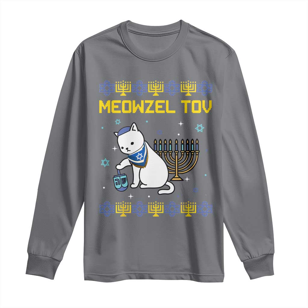 Happy Hanukkah Long Sleeve Shirt Menorah Meowzel Tov Ugly Hanukkah