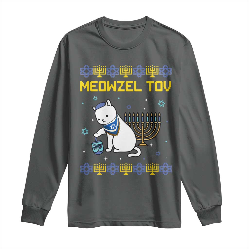 Happy Hanukkah Long Sleeve Shirt Menorah Meowzel Tov Ugly Hanukkah