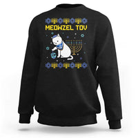 Happy Hanukkah Sweatshirt Menorah Meowzel Tov Ugly Hanukkah - Wonder Print Shop