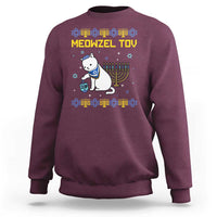 Happy Hanukkah Sweatshirt Menorah Meowzel Tov Ugly Hanukkah - Wonder Print Shop