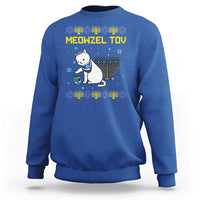 Happy Hanukkah Sweatshirt Menorah Meowzel Tov Ugly Hanukkah - Wonder Print Shop