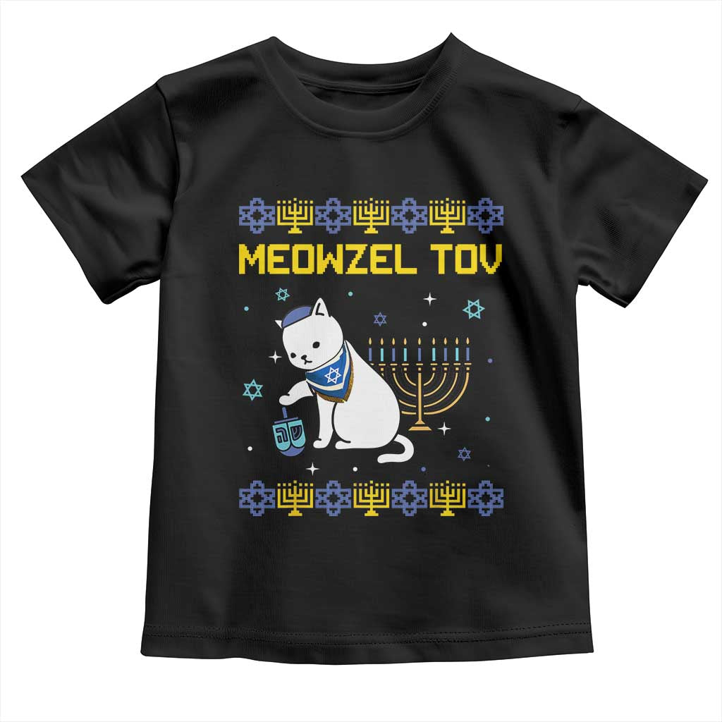 Happy Hanukkah Toddler T Shirt Menorah Meowzel Tov Ugly Hanukkah