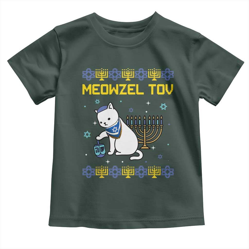 Happy Hanukkah Toddler T Shirt Menorah Meowzel Tov Ugly Hanukkah