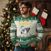 Happy Hanukkah Ugly Christmas Sweater Menorah Meowzel Tov Ugly Hanukkah - Wonder Print Shop