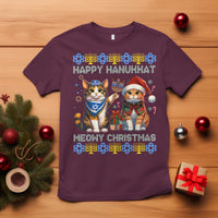 Cat Merry Christmas Happy Hanukkah T Shirt Jewish Christian Ugly Hanukkah - Wonder Print Shop