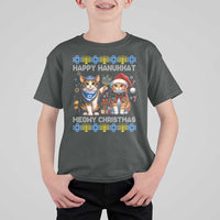 Cat Merry Christmas Happy Hanukkah T Shirt For Kid Jewish Christian Ugly Hanukkah - Wonder Print Shop