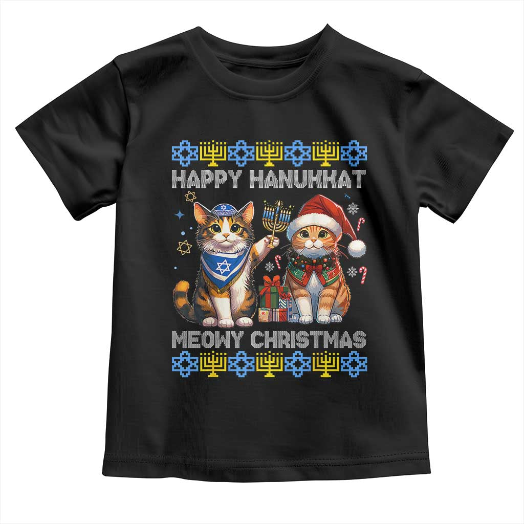 Cat Merry Christmas Happy Hanukkah Toddler T Shirt Jewish Christian Ugly Hanukkah