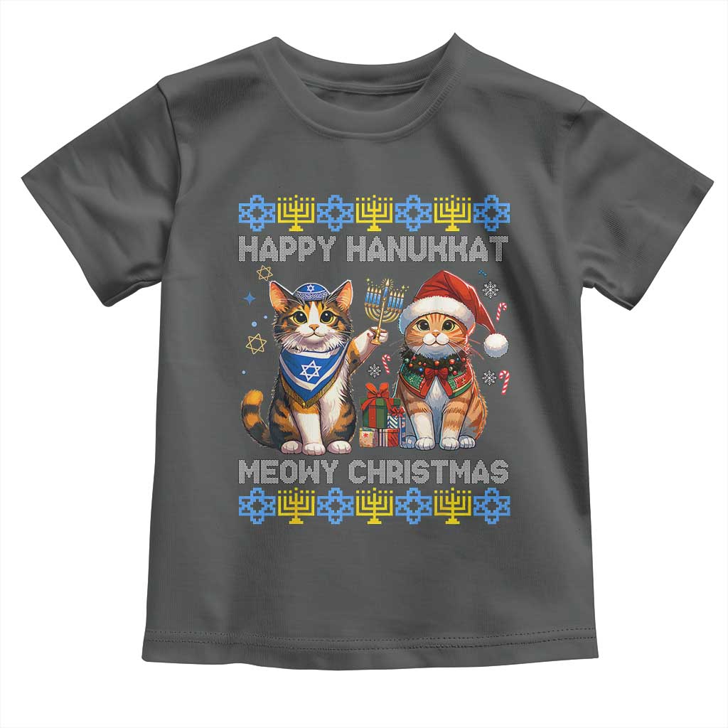 Cat Merry Christmas Happy Hanukkah Toddler T Shirt Jewish Christian Ugly Hanukkah