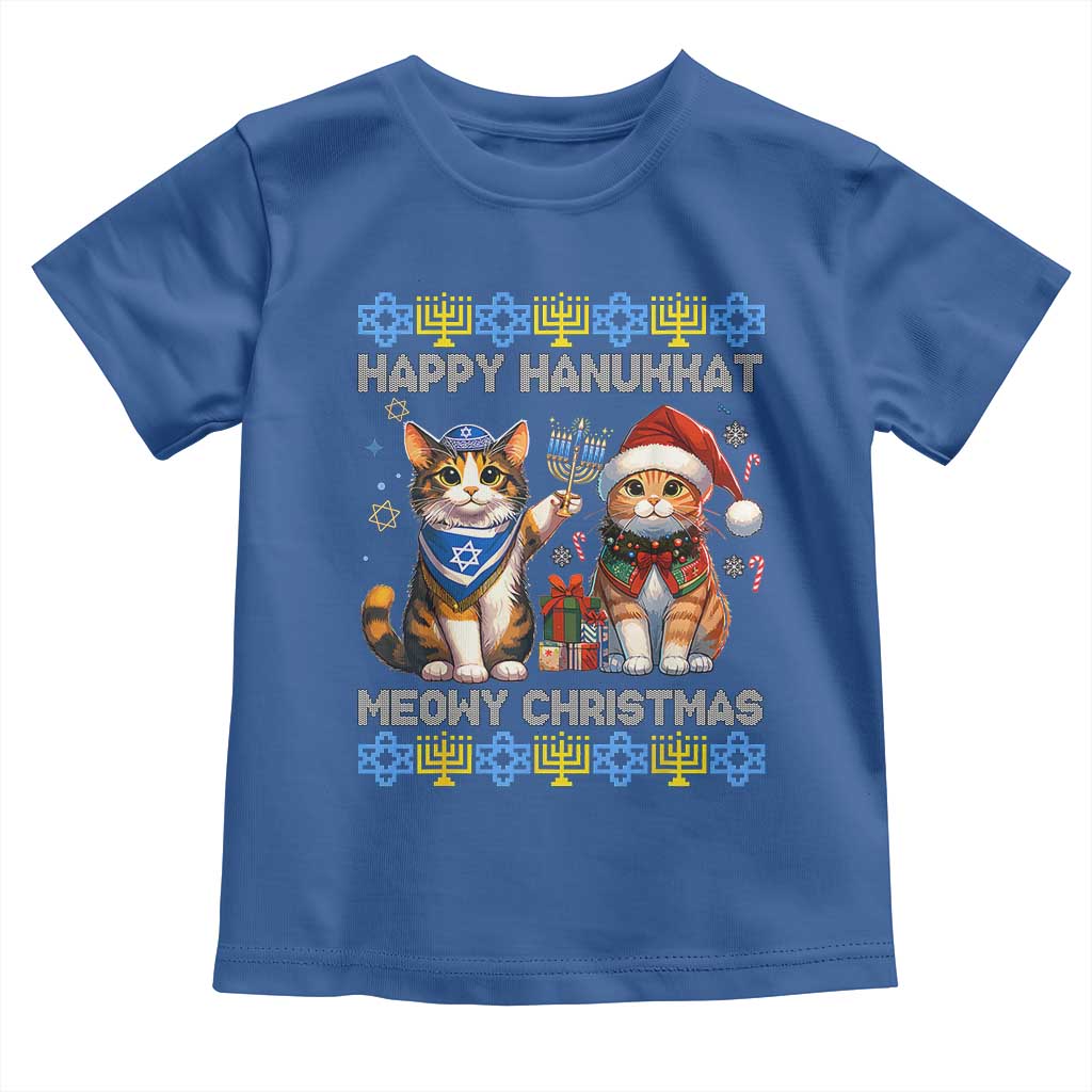Cat Merry Christmas Happy Hanukkah Toddler T Shirt Jewish Christian Ugly Hanukkah