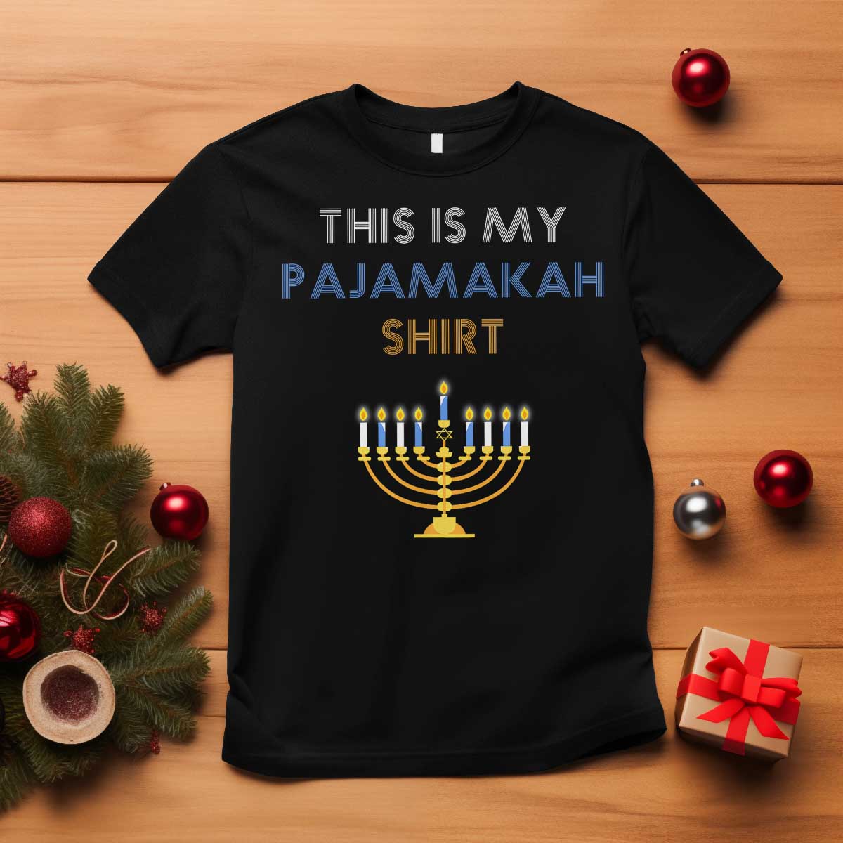Funny Hanukkah Pajama T Shirt This is My Pajamakah Gift - Wonder Print Shop