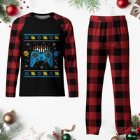 Happy Hanukkah Plaid Pajama Set Jewish Video Game Gamer Ugly Hanukkah Chanukah - Wonder Print Shop