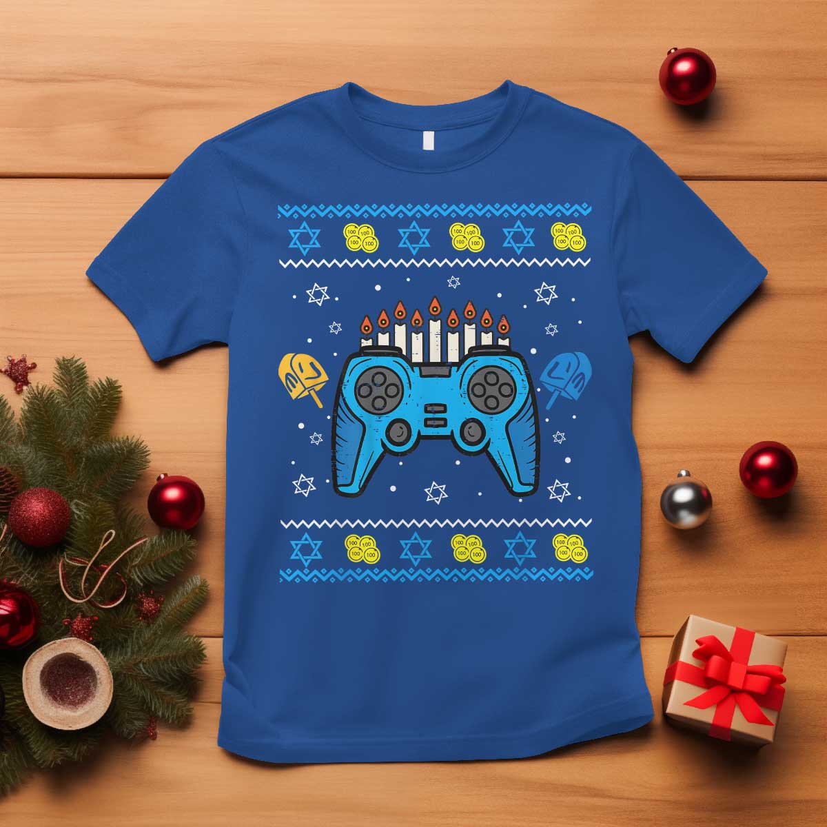 Happy Hanukkah T Shirt Jewish Video Game Gamer Ugly Hanukkah Chanukah - Wonder Print Shop