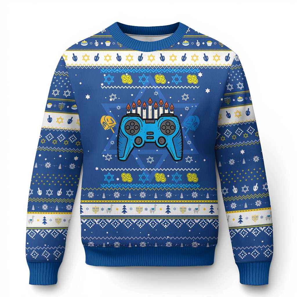 Happy Hanukkah Hanukkah Ugly Sweater Jewish Video Game Gamer Chanukah - Wonder Print Shop