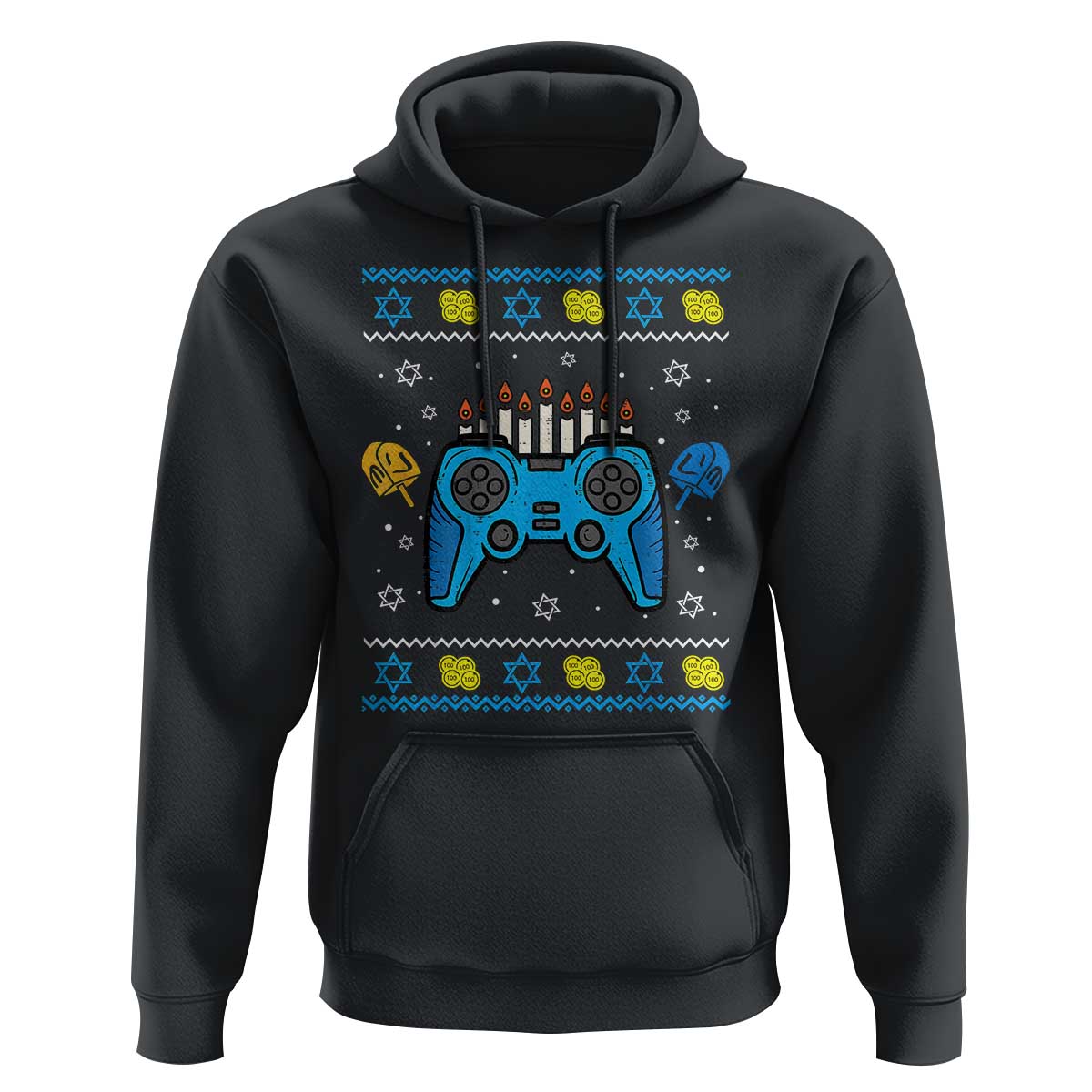 Happy Hanukkah Hoodie Jewish Video Game Gamer Ugly Hanukkah Chanukah