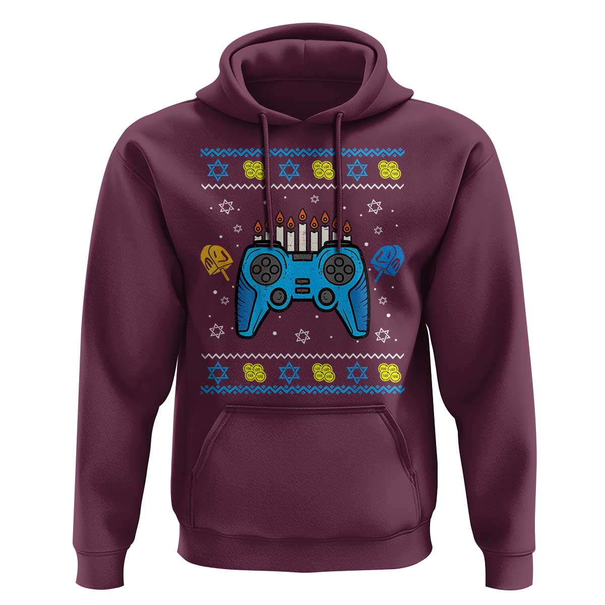 Happy Hanukkah Hoodie Jewish Video Game Gamer Ugly Hanukkah Chanukah