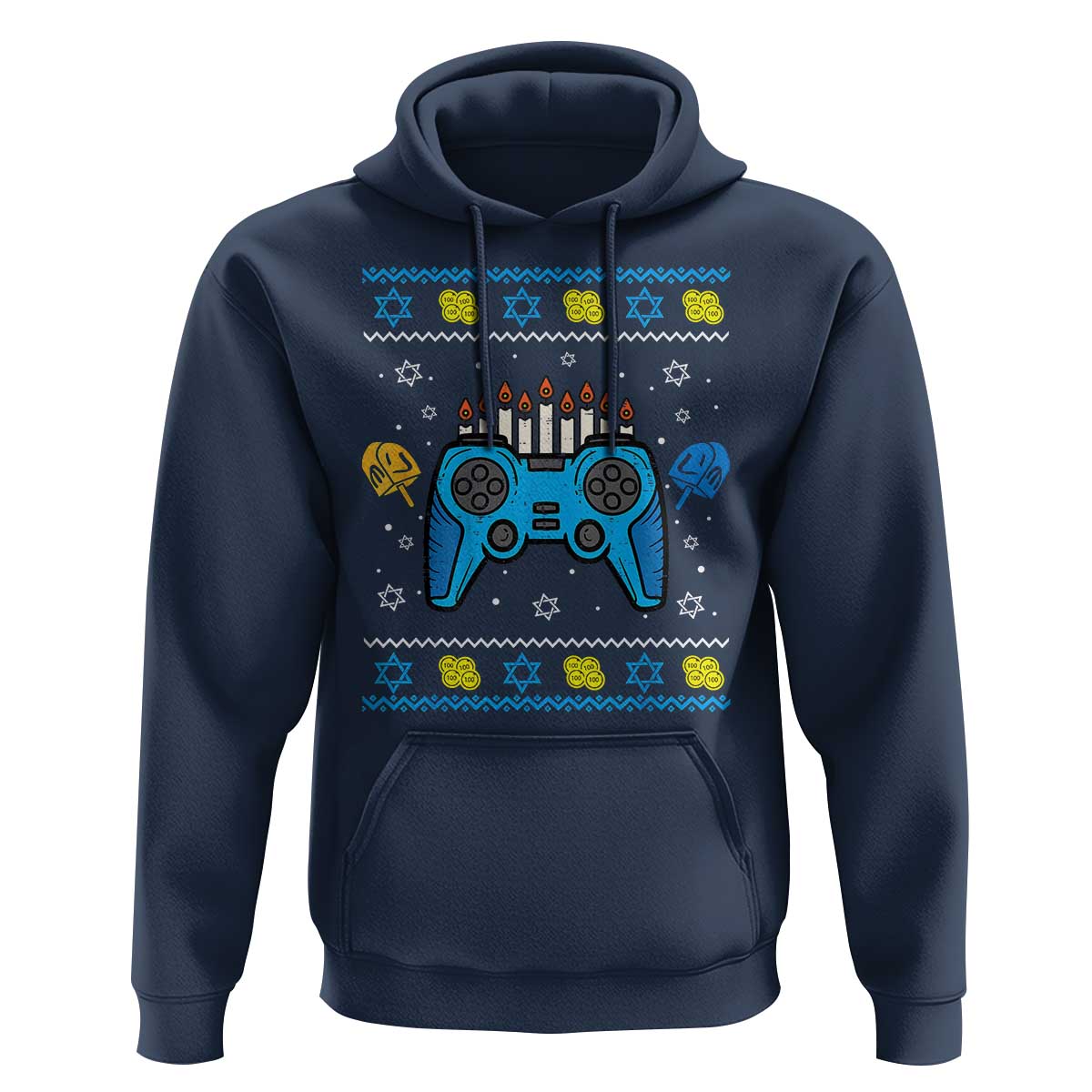 Happy Hanukkah Hoodie Jewish Video Game Gamer Ugly Hanukkah Chanukah