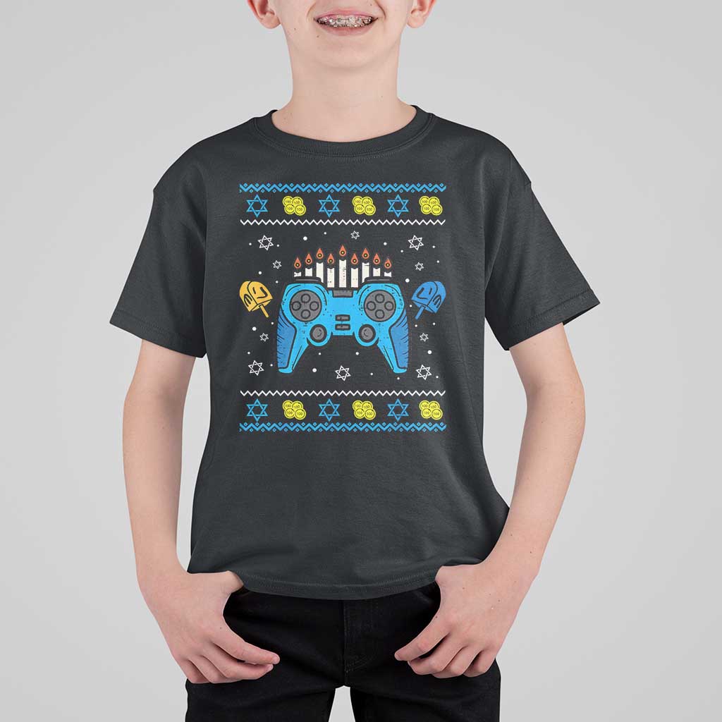 Happy Hanukkah T Shirt For Kid Jewish Video Game Gamer Ugly Hanukkah Chanukah - Wonder Print Shop