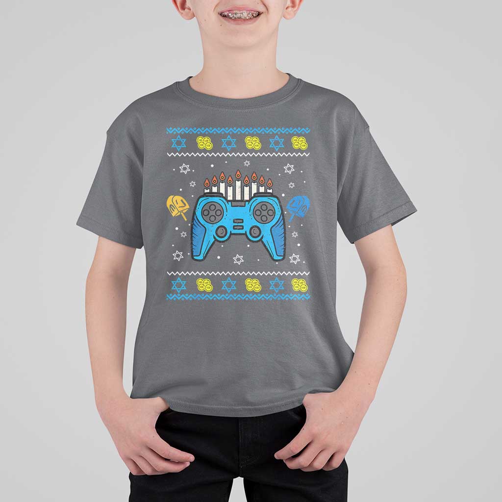 Happy Hanukkah T Shirt For Kid Jewish Video Game Gamer Ugly Hanukkah Chanukah - Wonder Print Shop