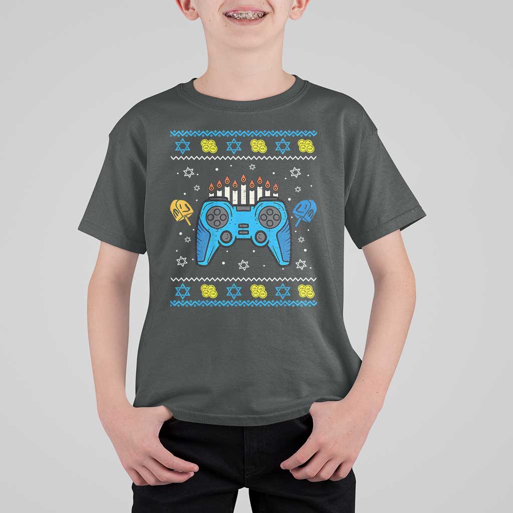 Happy Hanukkah T Shirt For Kid Jewish Video Game Gamer Ugly Hanukkah Chanukah - Wonder Print Shop