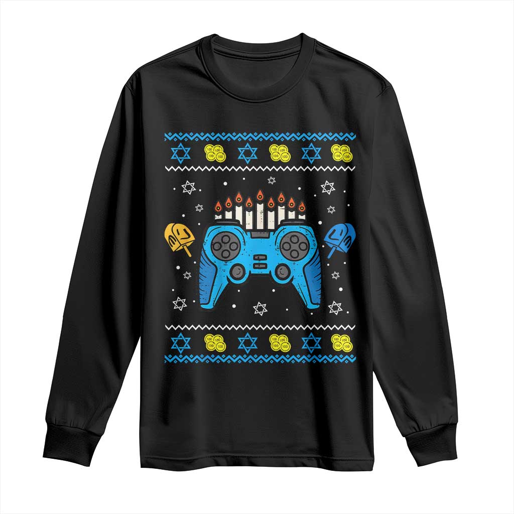 Happy Hanukkah Long Sleeve Shirt Jewish Video Game Gamer Ugly Hanukkah Chanukah