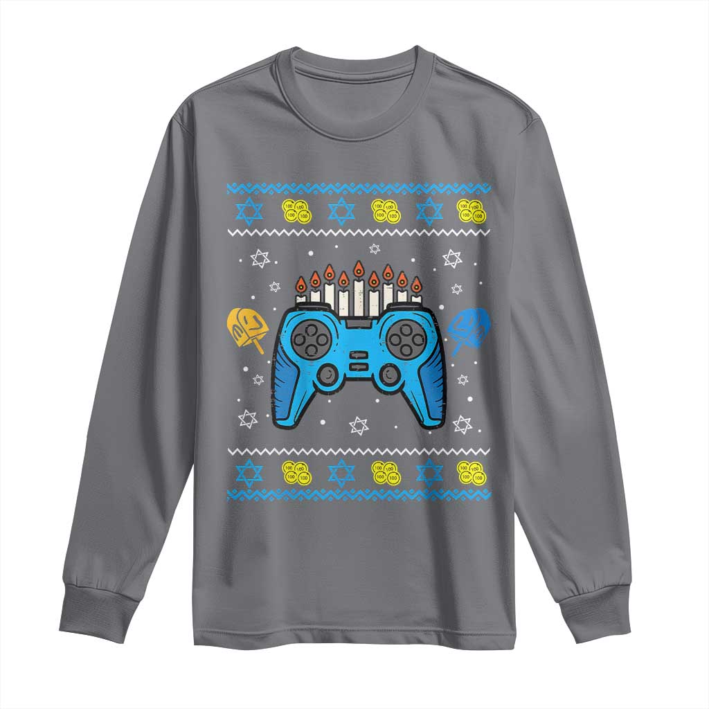 Happy Hanukkah Long Sleeve Shirt Jewish Video Game Gamer Ugly Hanukkah Chanukah