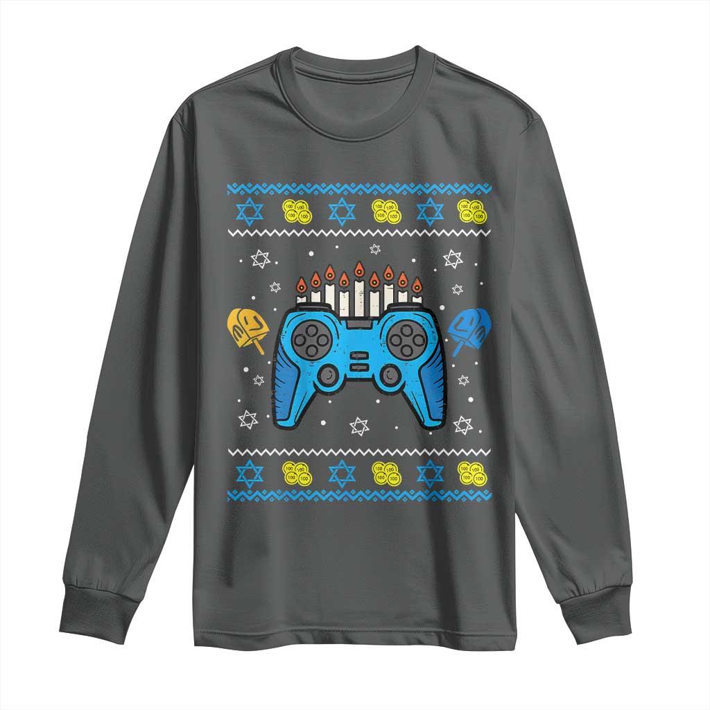 Happy Hanukkah Long Sleeve Shirt Jewish Video Game Gamer Ugly Hanukkah Chanukah