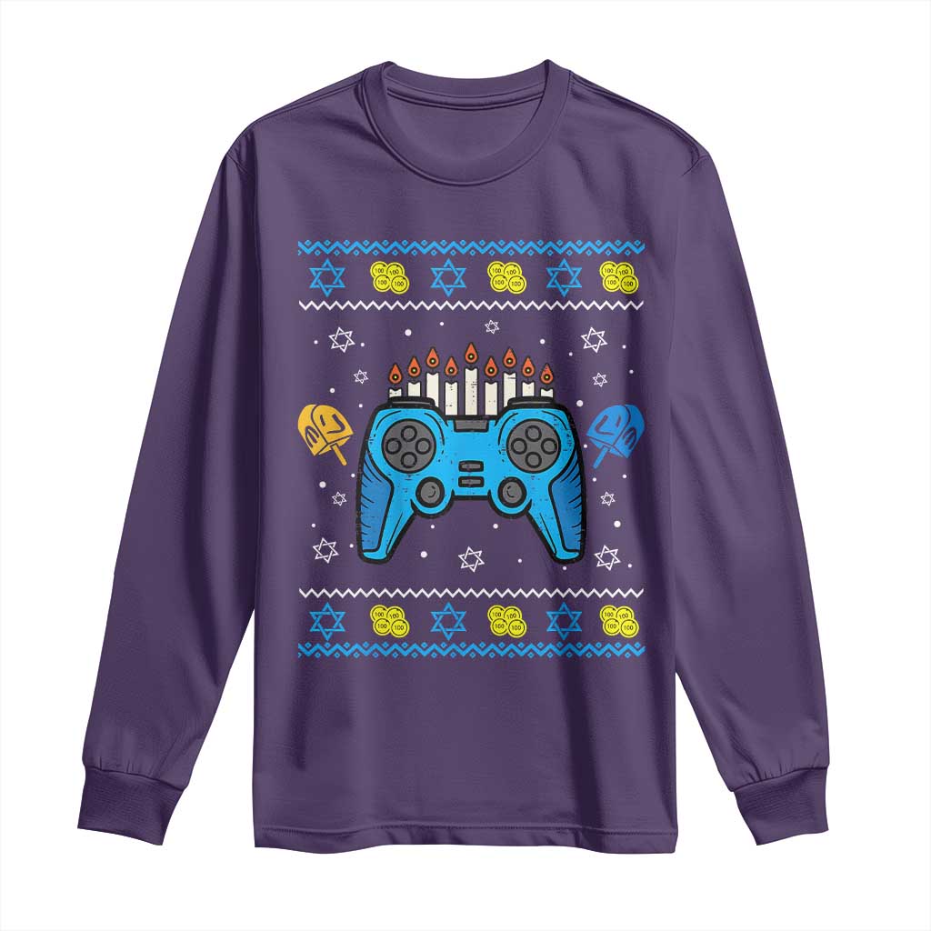 Happy Hanukkah Long Sleeve Shirt Jewish Video Game Gamer Ugly Hanukkah Chanukah