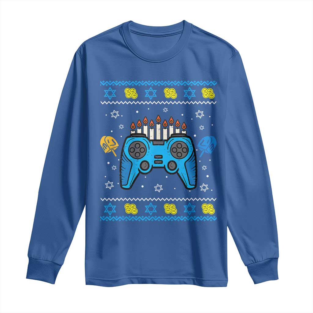 Happy Hanukkah Long Sleeve Shirt Jewish Video Game Gamer Ugly Hanukkah Chanukah