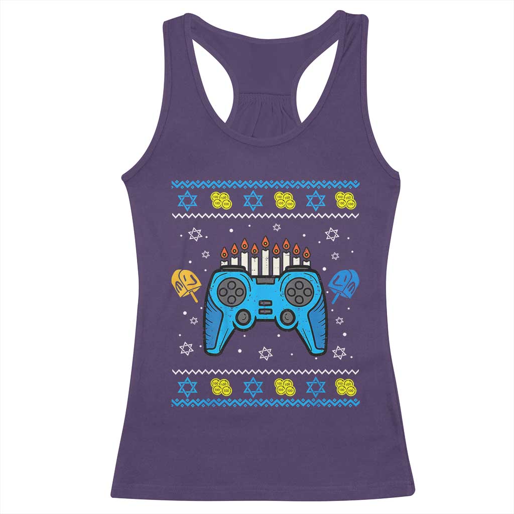 Happy Hanukkah Racerback Tank Top Jewish Video Game Gamer Ugly Hanukkah Chanukah
