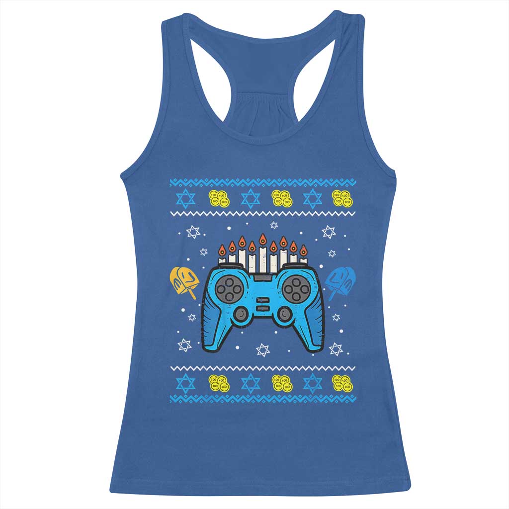 Happy Hanukkah Racerback Tank Top Jewish Video Game Gamer Ugly Hanukkah Chanukah