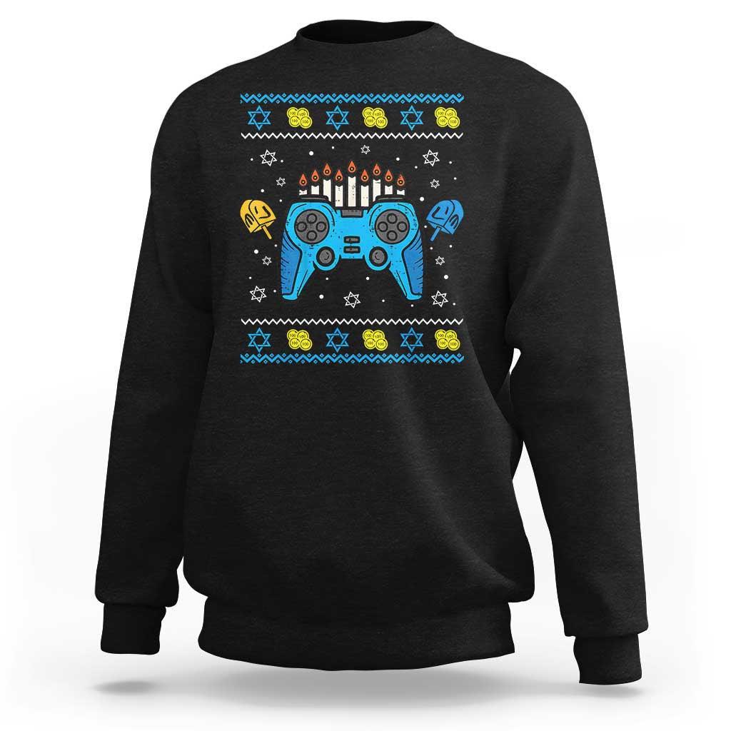 Happy Hanukkah Sweatshirt Jewish Video Game Gamer Ugly Hanukkah Chanukah - Wonder Print Shop