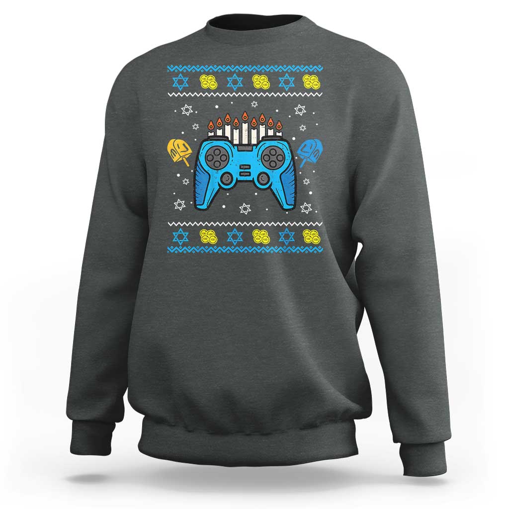 Happy Hanukkah Sweatshirt Jewish Video Game Gamer Ugly Hanukkah Chanukah - Wonder Print Shop