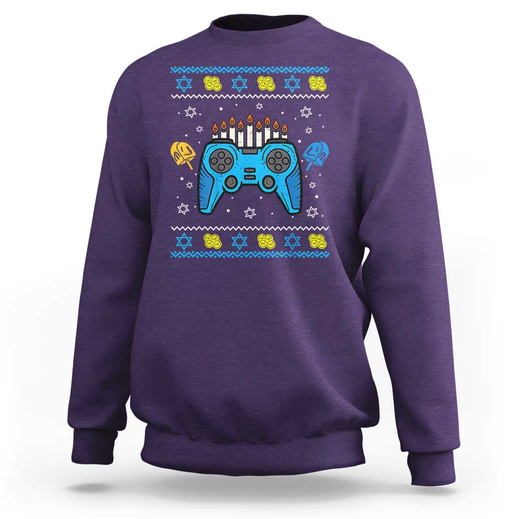 Happy Hanukkah Sweatshirt Jewish Video Game Gamer Ugly Hanukkah Chanukah - Wonder Print Shop