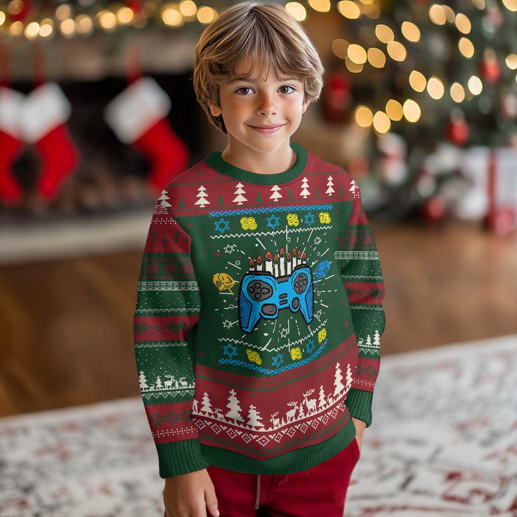Happy Hanukkah Ugly Christmas Sweater Jewish Video Game Gamer Ugly Hanukkah Chanukah - Wonder Print Shop