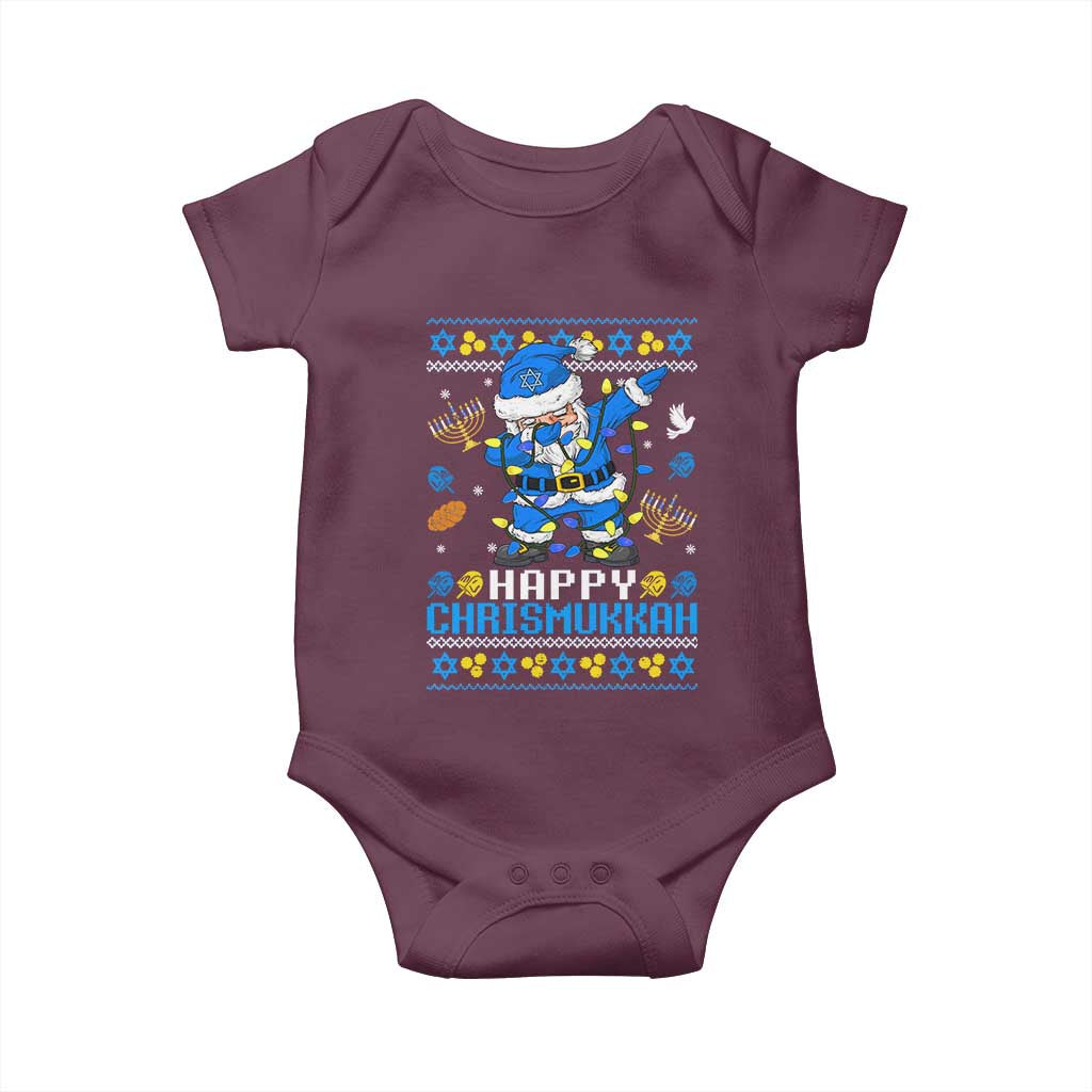 Happy Chrismukkah Merry Christmas Hanukkah Baby Onesie Dabbing Santa Ugly Chanukah Jewish