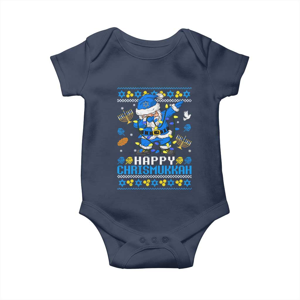 Happy Chrismukkah Merry Christmas Hanukkah Baby Onesie Dabbing Santa Ugly Chanukah Jewish