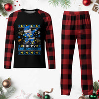 Happy Chrismukkah Merry Xmas Hanukkah Plaid Pajama Set Dabbing Santa Ugly Chanukah Jewish - Wonder Print Shop