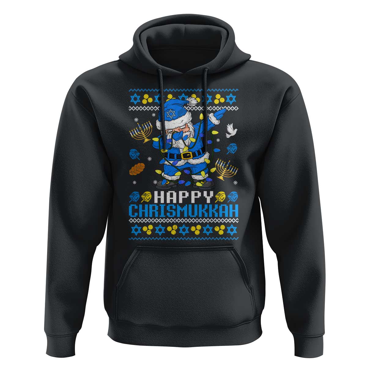 Happy Chrismukkah Merry Christmas Hanukkah Hoodie Dabbing Santa Ugly Chanukah Jewish