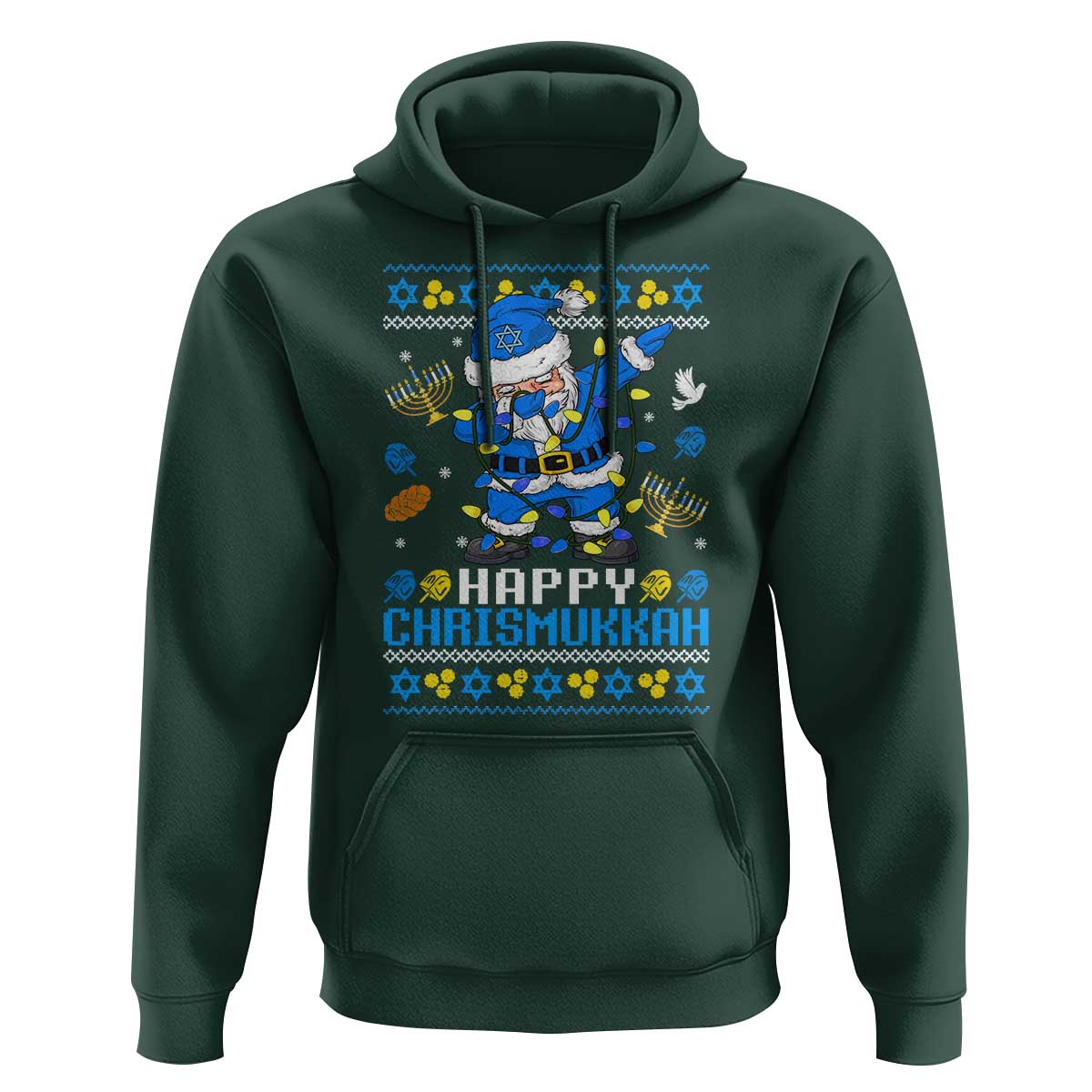 Happy Chrismukkah Merry Christmas Hanukkah Hoodie Dabbing Santa Ugly Chanukah Jewish