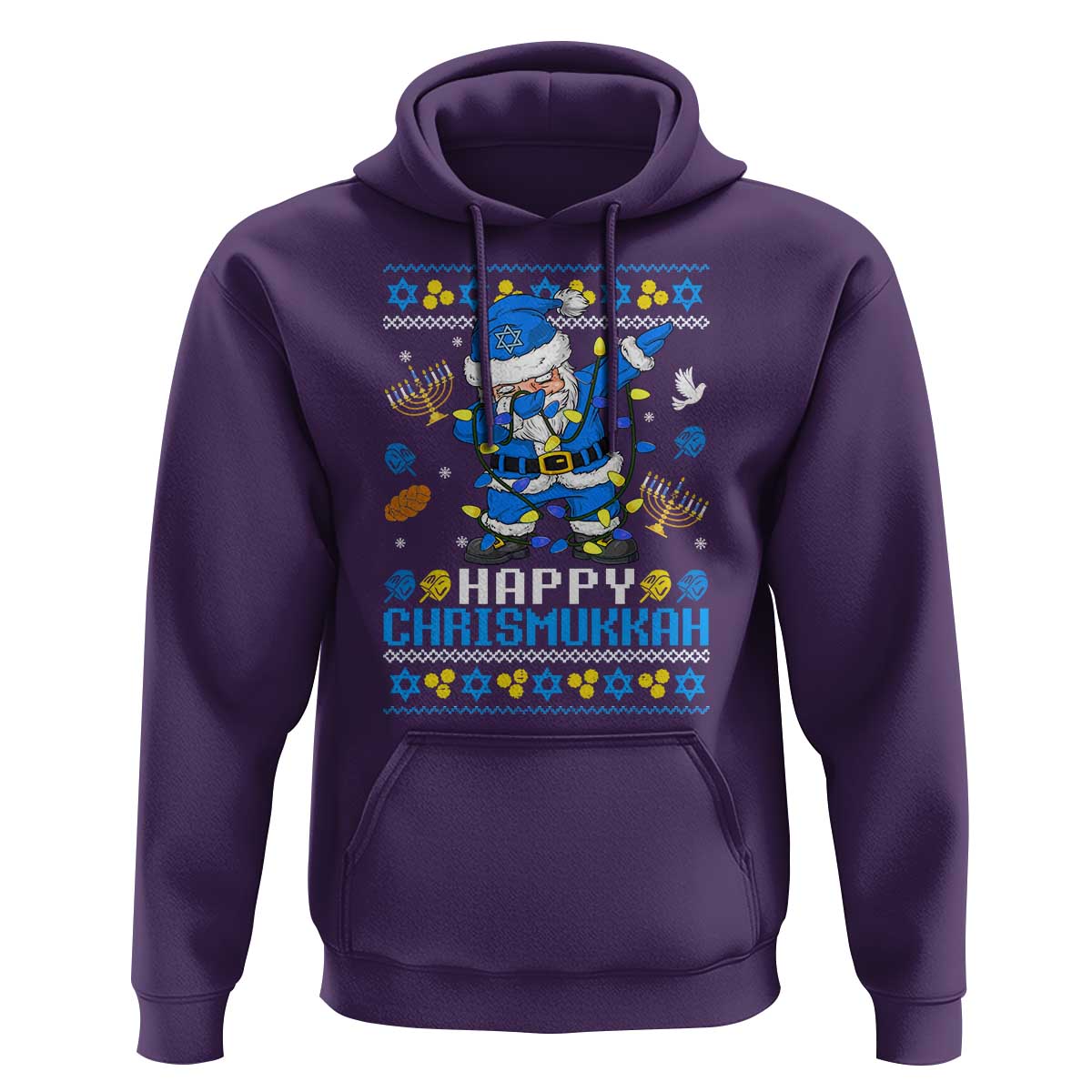 Happy Chrismukkah Merry Christmas Hanukkah Hoodie Dabbing Santa Ugly Chanukah Jewish