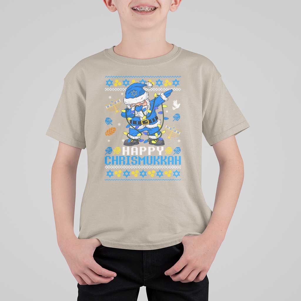 Happy Chrismukkah Merry Christmas Hanukkah T Shirt For Kid Dabbing Santa Ugly Chanukah Jewish - Wonder Print Shop