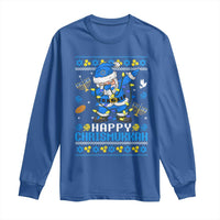 Happy Chrismukkah Merry Christmas Hanukkah Long Sleeve Shirt Dabbing Santa Ugly Chanukah Jewish
