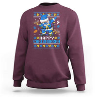 Happy Chrismukkah Merry Christmas Hanukkah Sweatshirt Dabbing Santa Ugly Chanukah Jewish - Wonder Print Shop