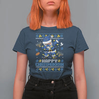 Happy Chrismukkah Merry Christmas Hanukkah T Shirt For Women Dabbing Santa Ugly Chanukah Jewish - Wonder Print Shop